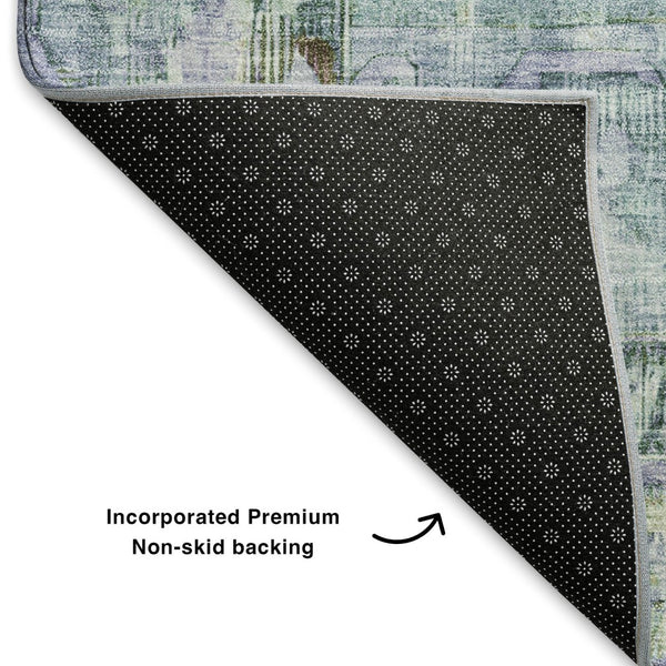 HomeRoots 10' X 14' Teal Lavender Green Oriental Rug - Washable, UV Protected, Stain Resistant for Busy Homes 699436