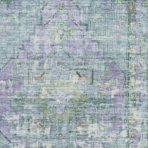 HomeRoots 10' X 14' Teal Lavender Green Oriental Rug - Washable, UV Protected, Stain Resistant for Busy Homes 699436