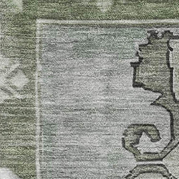 HomeRoots 5' X 8' Artichoke Green Gray Silver Oriental Area Rug - Washable, UV Protected, Stylish & Durable! 699438