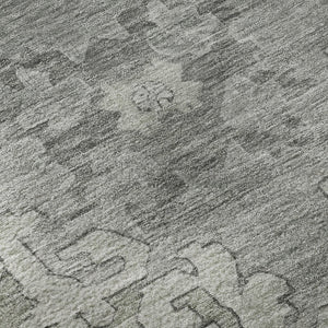 HomeRoots 8' Artichoke Green Gray Silver Washable Round Rug - UV Protected, Stain Resistant, Stylish Design! 699439