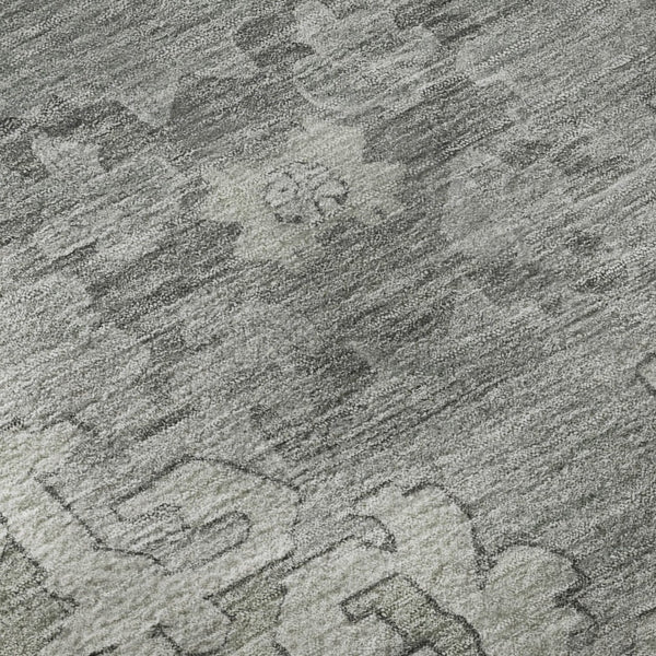 HomeRoots 8' Artichoke Green Gray Silver Washable Round Rug - UV Protected, Stain Resistant, Stylish Design! 699439