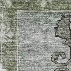 HomeRoots 8' X 10' Artichoke Green Gray Silver Oriental Area Rug - Washable, Stain-Resistant, UV Protected! 699440