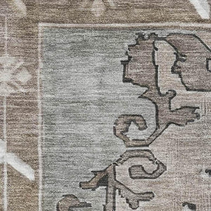HomeRoots 5' X 8' Beige Gray Charcoal Oriental Washable Area Rug – Stain-Resistant, Non-Slip, UV Protected 699444