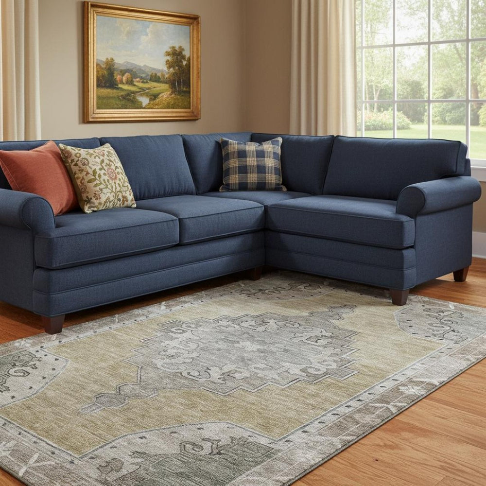 HomeRoots 8' X 10' Beige Gray Charcoal Oriental Washable Area Rug - Durable, UV Protected, Pet-Friendly Design! 699446