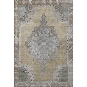 HomeRoots 8' X 10' Beige Gray Charcoal Oriental Washable Area Rug - Durable, UV Protected, Pet-Friendly Design! 699446
