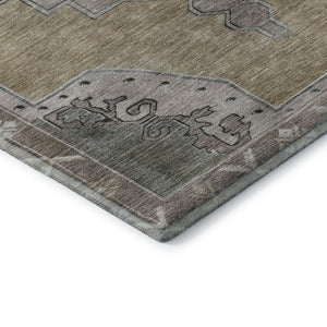 HomeRoots 8' X 10' Beige Gray Charcoal Oriental Washable Area Rug - Durable, UV Protected, Pet-Friendly Design! 699446