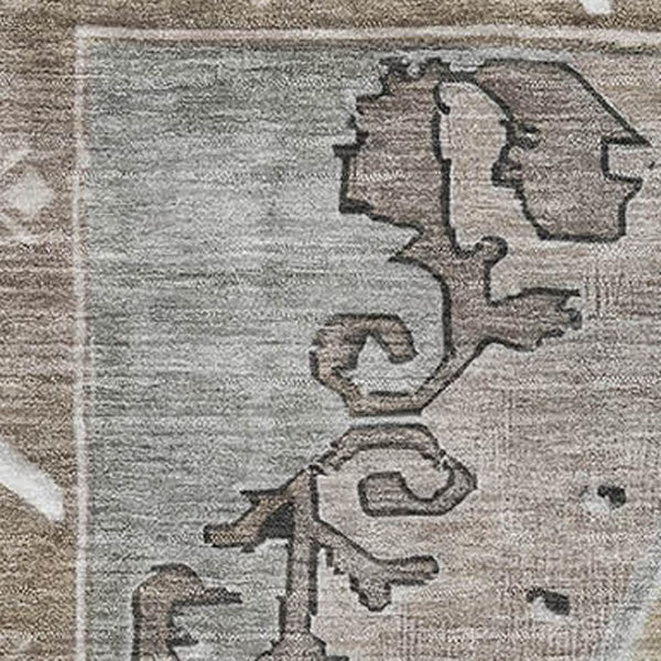 HomeRoots 8' X 10' Beige Gray Charcoal Oriental Washable Area Rug - Durable, UV Protected, Pet-Friendly Design! 699446