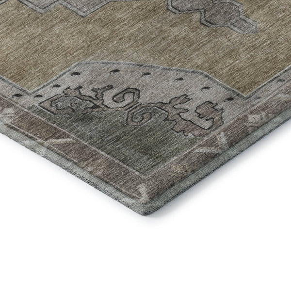 HomeRoots 9' X 12' Timeless Beige Gray Charcoal Oriental Rug - Washable, UV Protected & Stain Resistant Design 699447