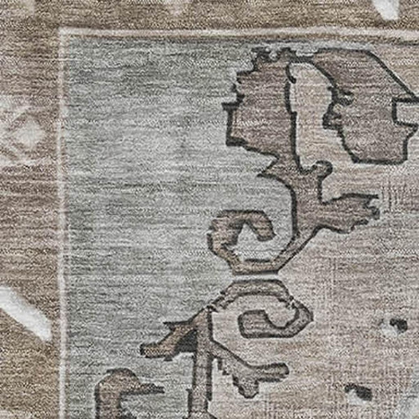 HomeRoots 9' X 12' Timeless Beige Gray Charcoal Oriental Rug - Washable, UV Protected & Stain Resistant Design 699447