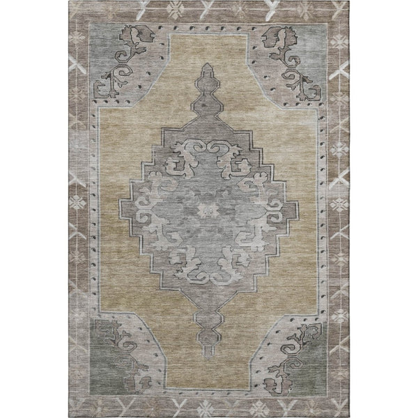 HomeRoots 9' X 12' Timeless Beige Gray Charcoal Oriental Rug - Washable, UV Protected & Stain Resistant Design 699447