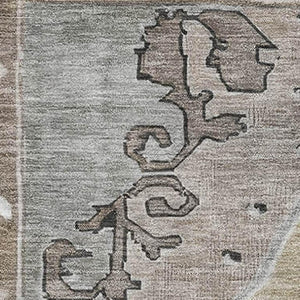 HomeRoots 10' Washable Beige Gray Charcoal Oriental Area Rug with UV Protection for Homes with Kids & Pets 699448