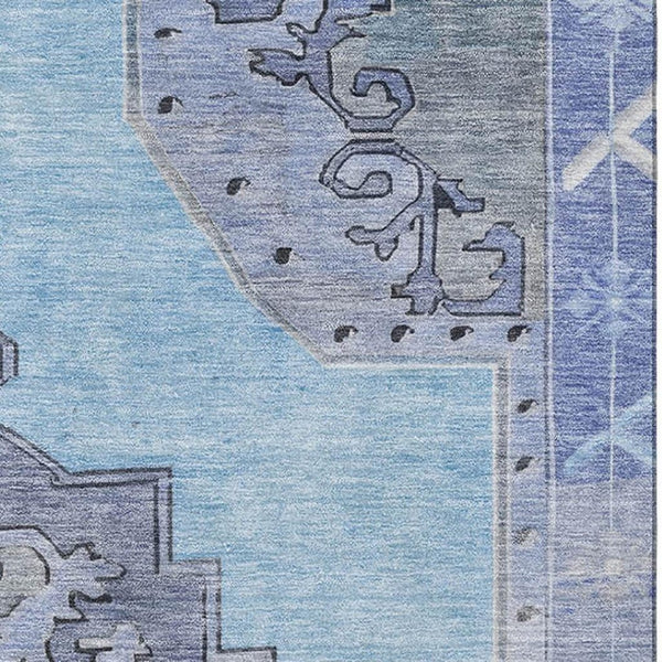 HomeRoots 5' X 8' Blue And Gray Oriental Area Rug - Washable, UV Protected, Stain Resistant for Busy Homes! 699450