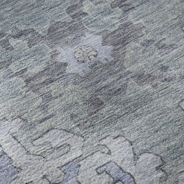 HomeRoots 8' Blue And Gray Oriental Round Rug – Washable, Stain-Resistant, UV Protected for Busy Homes! 699451