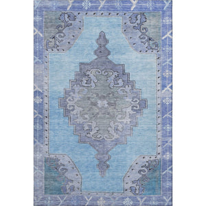HomeRoots 8' X 10' Blue and Gray Washable Oriental Area Rug with UV Protection for Durable, Stylish Spaces 699452