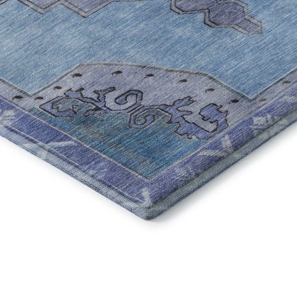 HomeRoots 9' X 12' Blue and Gray Oriental Area Rug - Washable, Stain-Resistant, UV Protected for Any Space 699453