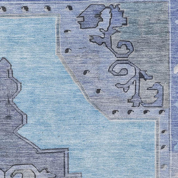 HomeRoots 10' X 14' Blue And Gray Oriental Washable Area Rug – Stylish, Durable, Stain-Resistant, UV Protected 699454