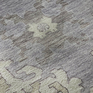 HomeRoots 8' Vibrant Lime Green, Lavender & Brown Oriental Round Rug - Washable, UV-Protected & Non-Slip! 699463