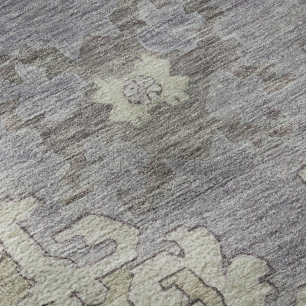 HomeRoots 8' Vibrant Lime Green, Lavender & Brown Oriental Round Rug - Washable, UV-Protected & Non-Slip! 699463