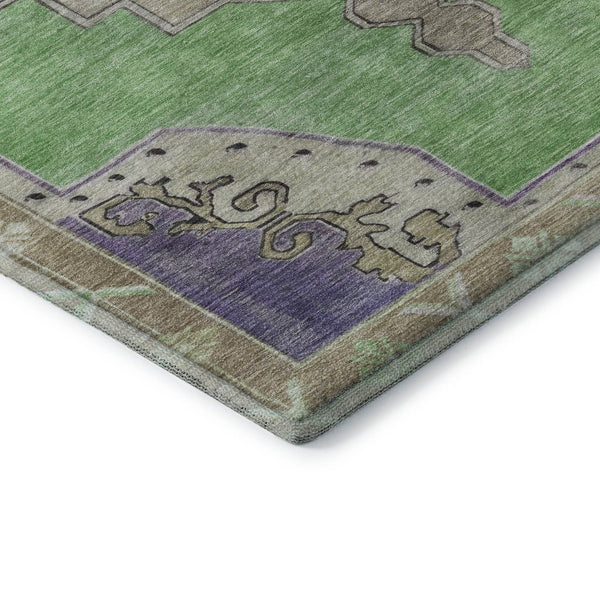HomeRoots 10' X 14' Vibrant Lime Green, Lavender & Brown Oriental Washable Area Rug with UV & Stain Resistance 699466