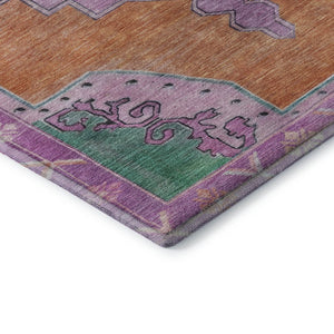 HomeRoots 9' X 12' Vibrant Orange Pink Green Oriental Washable Area Rug with UV Protection for Busy Homes 699471