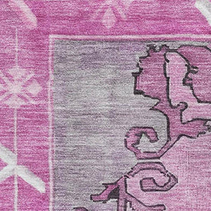 HomeRoots 5' X 8' Pink and Gray Oriental Area Rug - Stylish, Durable, Stain-Resistant, UV-Protected Design! 699474
