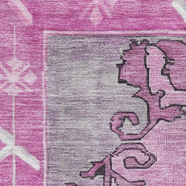 HomeRoots 5' X 8' Pink and Gray Oriental Area Rug - Stylish, Durable, Stain-Resistant, UV-Protected Design! 699474