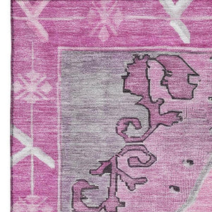 HomeRoots 5' X 8' Pink and Gray Oriental Area Rug - Stylish, Durable, Stain-Resistant, UV-Protected Design! 699474