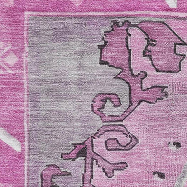 HomeRoots 8' X 10' Pink and Gray Oriental Area Rug - Washable, UV Protected, Stylish, Durable, and Versatile! 699476