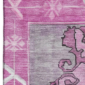 HomeRoots 10' Pink and Gray Oriental Area Rug - Washable, UV Protected, Stain-Resistant for Busy Homes 699478
