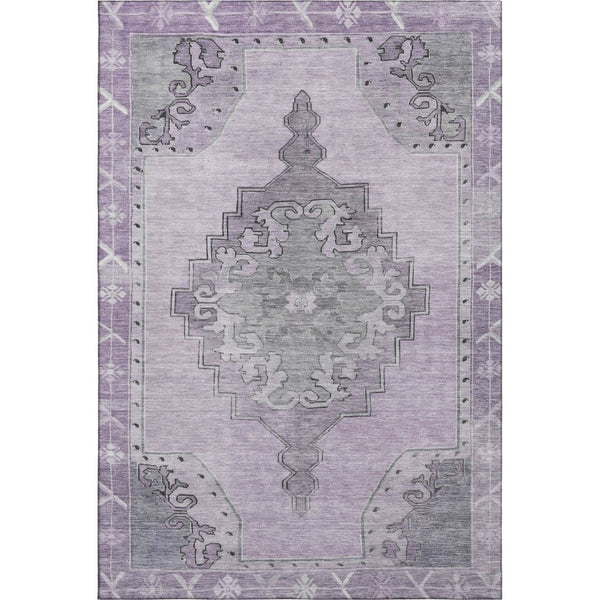 HomeRoots 9' X 12' Plum and Gray Oriental Area Rug - Durable, Stain-Resistant Design with UV Protection! 699483