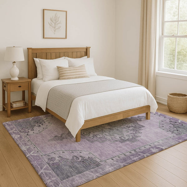 HomeRoots 9' X 12' Plum and Gray Oriental Area Rug - Durable, Stain-Resistant Design with UV Protection! 699483
