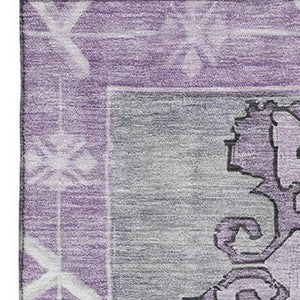 HomeRoots 9' X 12' Plum and Gray Oriental Area Rug - Durable, Stain-Resistant Design with UV Protection! 699483