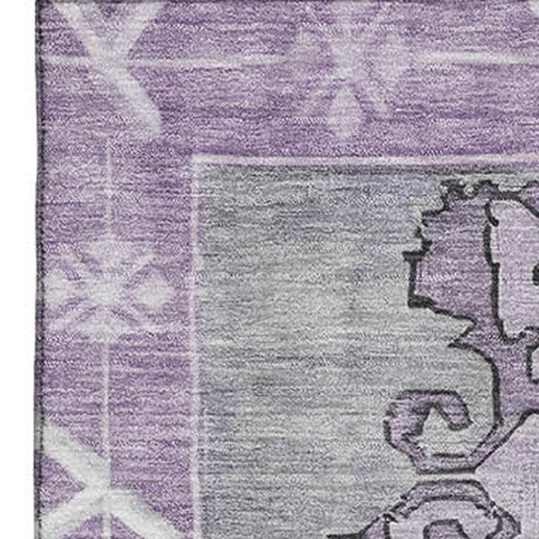 HomeRoots 9' X 12' Plum and Gray Oriental Area Rug - Durable, Stain-Resistant Design with UV Protection! 699483