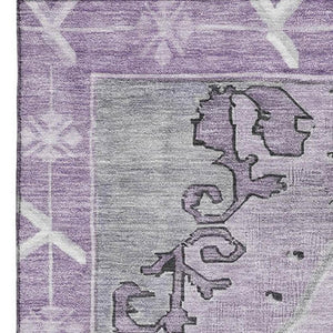 HomeRoots 9' X 12' Plum and Gray Oriental Area Rug - Durable, Stain-Resistant Design with UV Protection! 699483