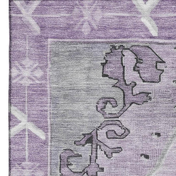 HomeRoots 9' X 12' Plum and Gray Oriental Area Rug - Durable, Stain-Resistant Design with UV Protection! 699483