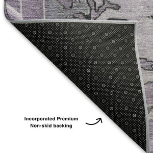 HomeRoots 10' X 14' Washable Plum and Gray Oriental Area Rug with UV Protection – Durable, Stylish, Easy-Care Centerpiece 699484