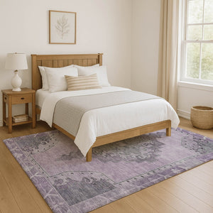 HomeRoots 10' X 14' Washable Plum and Gray Oriental Area Rug with UV Protection – Durable, Stylish, Easy-Care Centerpiece 699484