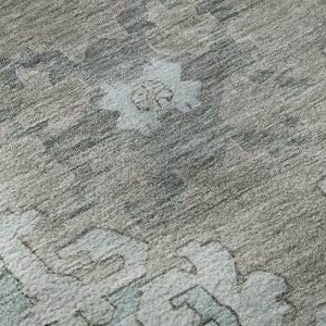 HomeRoots 8' Purple Teal and Taupe Oriental Washable Round Rug - Stylish, Durable, UV-Protected for Families 699487