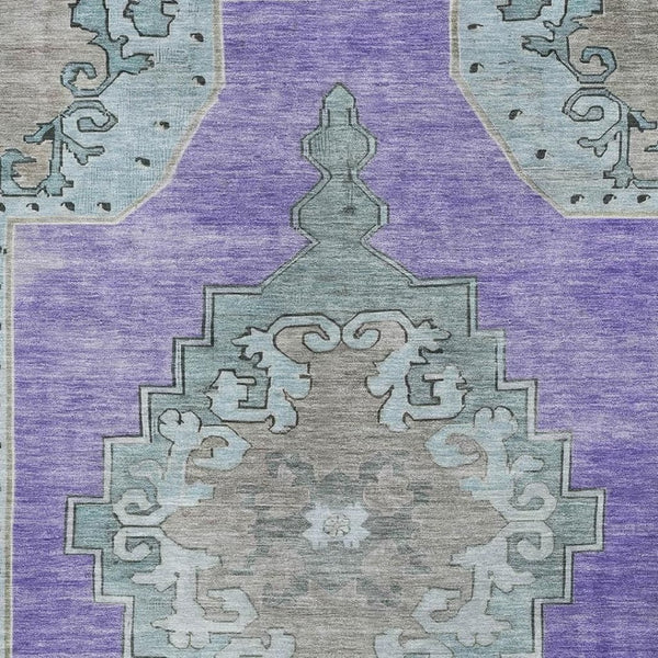 HomeRoots 9' X 12' Elegant Purple Teal Taupe Washable Area Rug with UV Protection for Family Living Spaces 699489