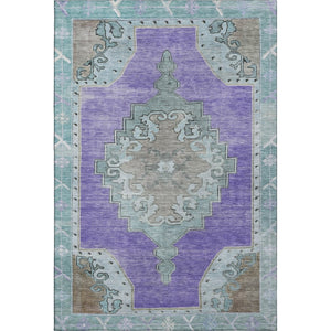 HomeRoots 10' X 14' Vibrant Purple Teal Taupe Oriental Rug - Durable, Washable, UV Protected for Families! 699490