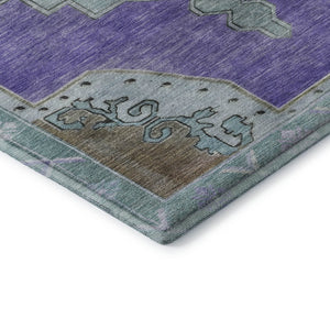 HomeRoots 10' X 14' Vibrant Purple Teal Taupe Oriental Rug - Durable, Washable, UV Protected for Families! 699490