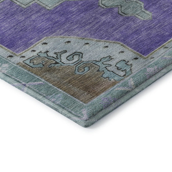 HomeRoots 10' X 14' Vibrant Purple Teal Taupe Oriental Rug - Durable, Washable, UV Protected for Families! 699490