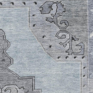 HomeRoots 5' X 8' Sky Blue and Gray Oriental Area Rug - Washable, UV-Protected, Stain-Resistant Elegance for Homes 699492