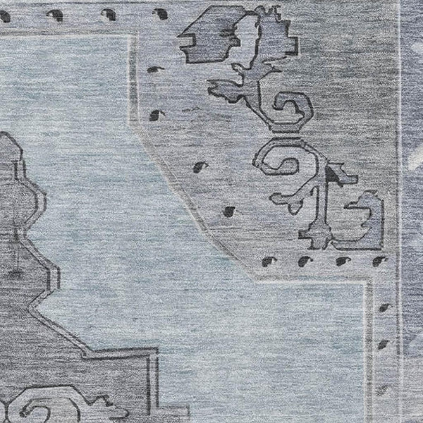 HomeRoots 5' X 8' Sky Blue and Gray Oriental Area Rug - Washable, UV-Protected, Stain-Resistant Elegance for Homes 699492