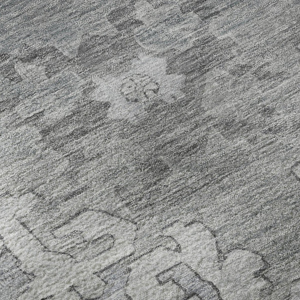 HomeRoots 8' Sky Blue and Gray Oriental Round Rug – Washable, UV Protected, Durable & Stain Resistant Design! 699493