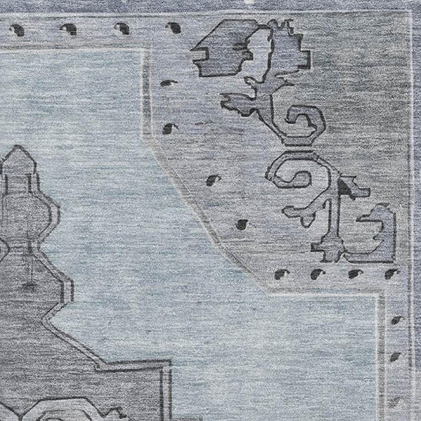HomeRoots 8' X 10' Sky Blue & Gray Washable Oriental Area Rug with UV Protection for Family Living & Style 699494