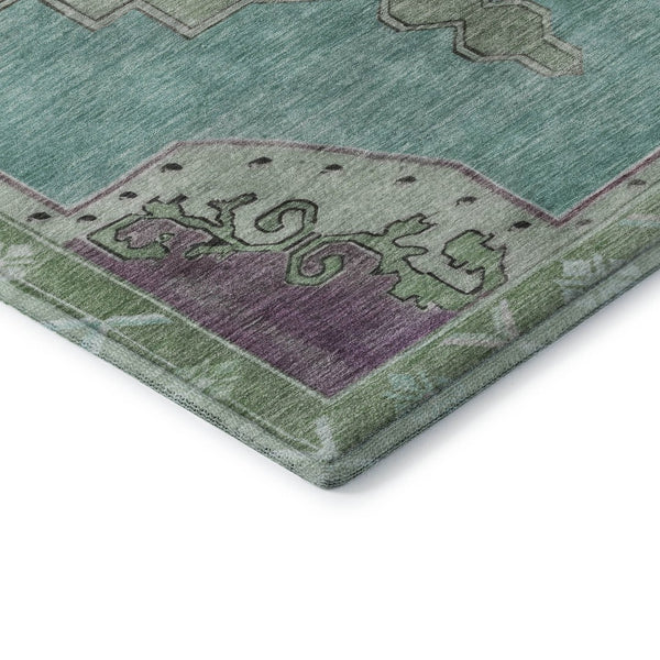 HomeRoots 9' X 12' Teal Green & Lavender Washable Oriental Area Rug with UV Protection for High-Traffic Spaces 699501