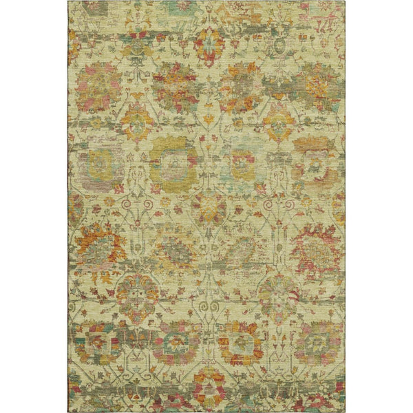 HomeRoots 5' X 8' Gold Wheat & Green Oriental Area Rug – Washable, UV Protected, Stain Resistant, Non-Slip Backing 699504