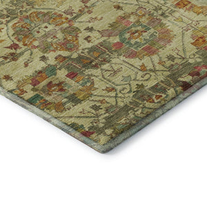 HomeRoots 5' X 8' Gold Wheat & Green Oriental Area Rug – Washable, UV Protected, Stain Resistant, Non-Slip Backing 699504