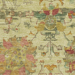 HomeRoots 5' X 8' Gold Wheat & Green Oriental Area Rug – Washable, UV Protected, Stain Resistant, Non-Slip Backing 699504